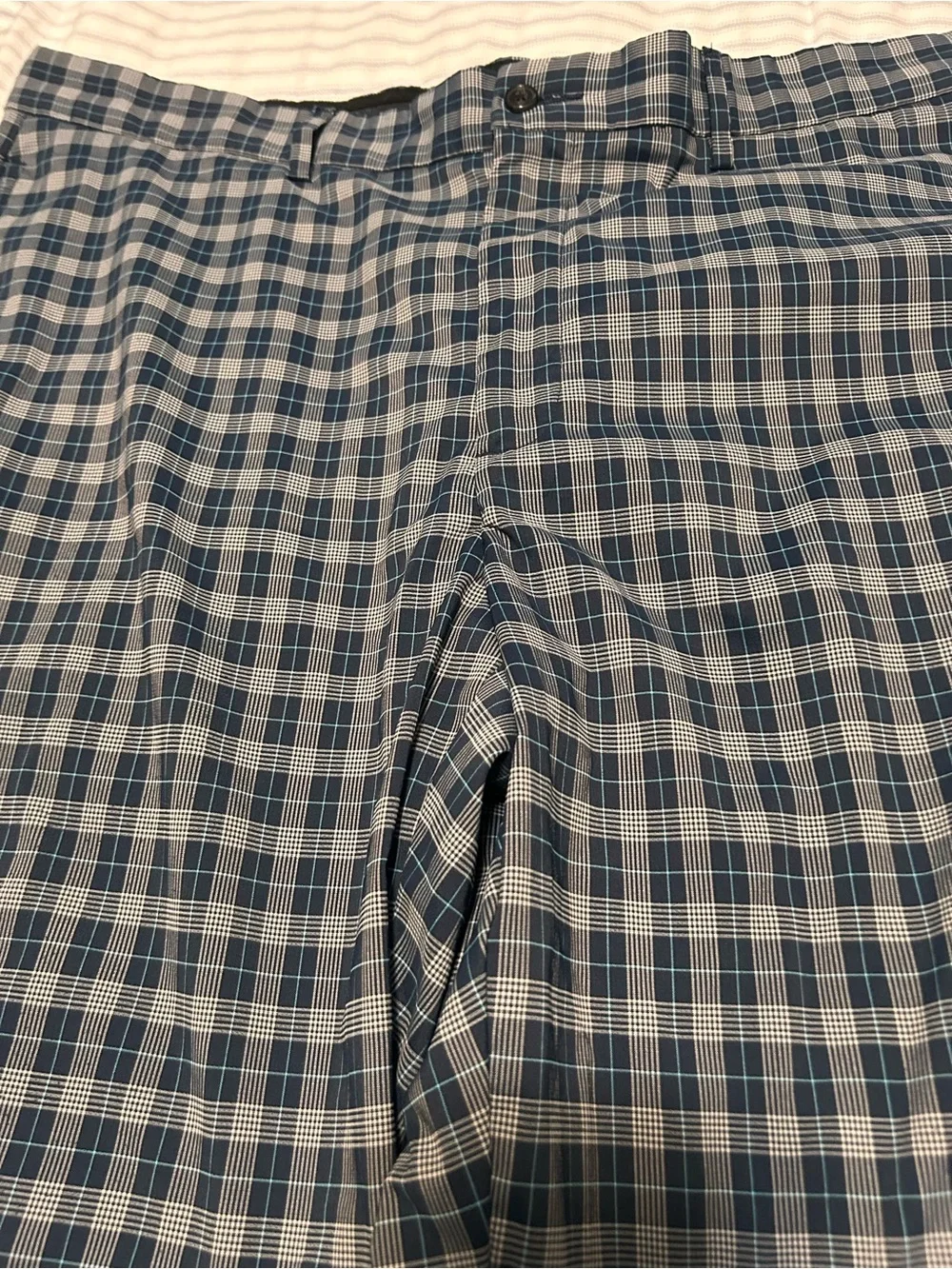 Greg Norman Collection Blue Plaid Men’s Flat Front Shorts